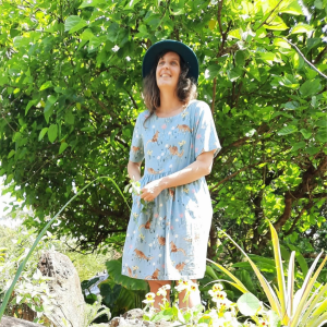 image of Cat Green, community herbalist in the garden talking about herbal medicine at a sunshine coast herbal medicine workshop